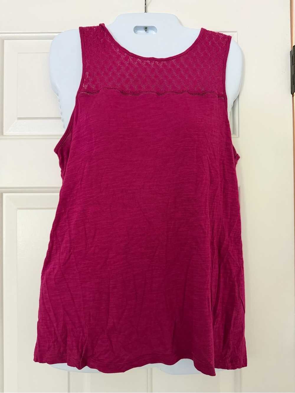 Banana Republic Pink Lace Yoke Sleeveless Flowy Tank Top Medium